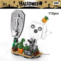 Juego De Bloques DIY De Halloween Con Cabeza De Calabaza Y Fantasma Para Decoración De Hogar Juguetes Educativos Para Niños Regalos De Festivales Tamaño Pequeño Material ABS Compatible Con Lego - details 15