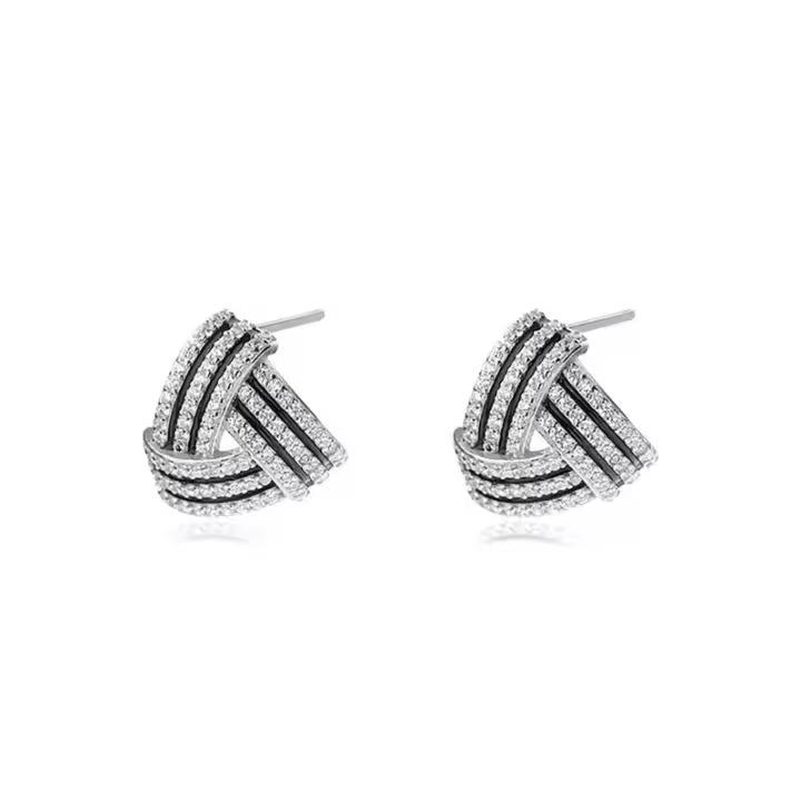 Pendientes de Mujer en Plata 925 con Piedra rodeada - 1