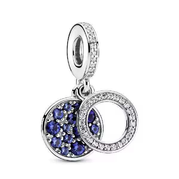PANDORA Charms Colgante Doble Disco Azul - Joyería Plata Ley - 1