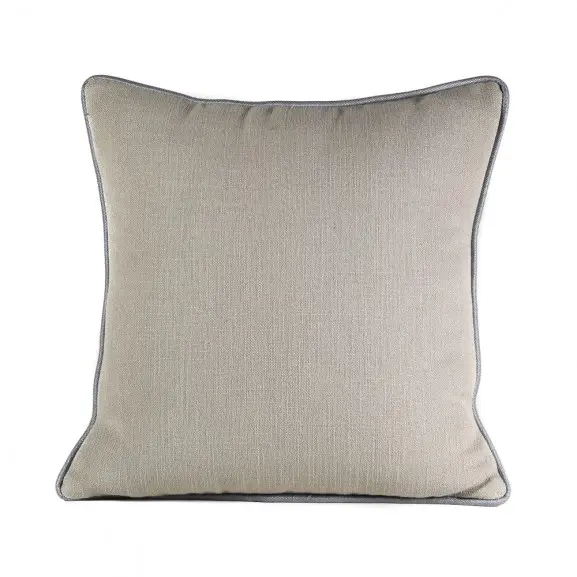 Funda Cojín TAPIDECOR Algodón Poliéster Arena Cordón Gris Azulado 50x50 - 1