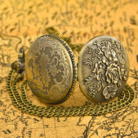 Collar De Cuentas De Carrusel Vintage De Bronce Con Flor Grabada Reloj De Bolsillo De Cuarzo Joyería Moda Para Damas Regalo - details 4