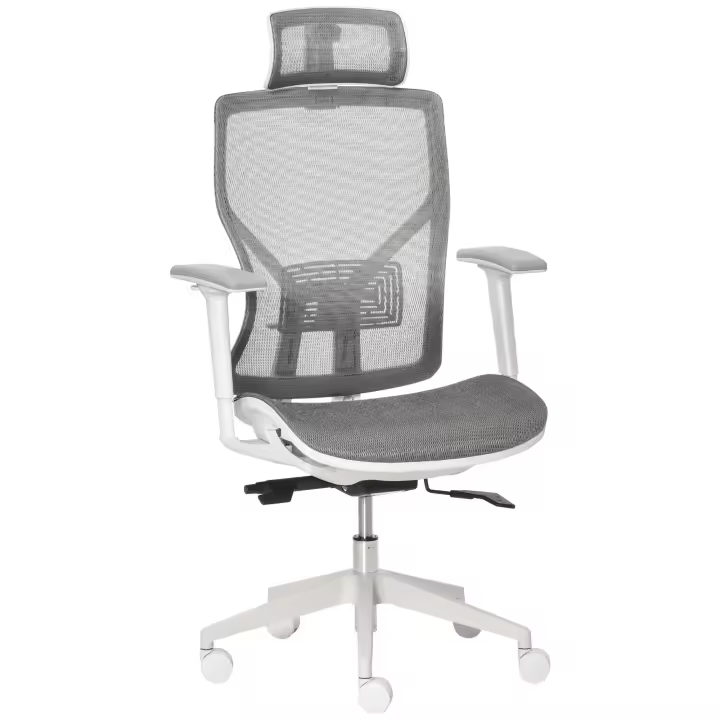 Vinsetto Silla de Oficina Giratoria Silla de Escritorio Ajustable en Altura con Reposabrazos Reposacabezas y Soporte Lumbar Regulables Respaldo Alto 67x65x120-128 cm Gris - 1