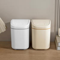 Small Mini Papelera De Escritorio Plástica Con Cubierta De Agitar Para El Hogar Y La Oficina Bins De Basura Doméstica Y Limpieza - details 7