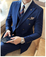 Traje De Boda Casual Para Hombre 2025 Doble Breasted 3/2 Piezas Estilo Regular Con Pantalones Sensación Alta Polyester Para Wedding - details 15