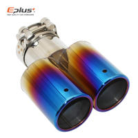 Eplus Tubo De Escape De Estilo Para Coche Muffler Universal Dual Salida De Acero Inoxidable Tamaño Variado Throat Pipe Tip Flat - details 14