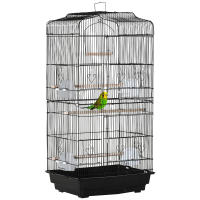 PawHut Jaula para Pájaros 46,5x35,5x92 cm Pajarera de Metal con Puertas 4 Comederos 3 Perchas Columpio Bandeja Extraíble y Asa de Transporte para Loro Canario Periquito - details 0