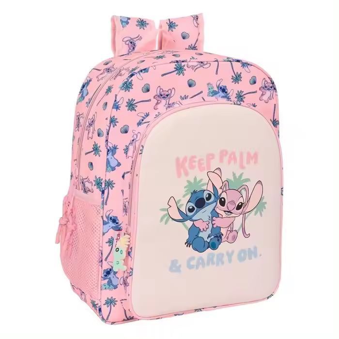 MOCHILA ESCOLAR JUNIOR ROSA STITCH Y ANGEL PARA PRIMARIA - 1