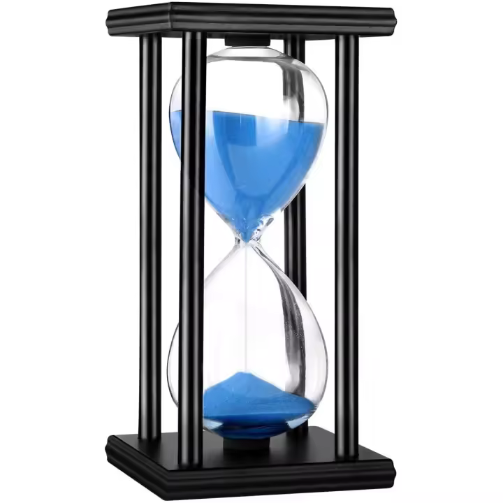 Temporizador de 60 minutos, reloj de arena de madera, reloj de arena para regalos creativos, decoración de habitación, oficina, cocina, cumpleaños (60 minutos, azul) - 1
