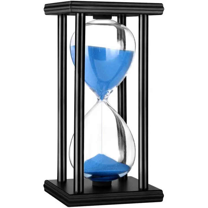 Temporizador de 60 minutos, reloj de arena de madera, reloj de arena para regalos creativos, decoración de habitación, oficina, cocina, cumpleaños (60 minutos, azul) - 1