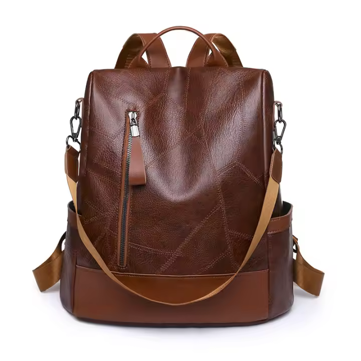 Nueva Mochila Para Mujer 2024 De Cuero Suave De Alta Calidad Diseño Simple Y Moderno Gran Capacidad Antirrobo Con Hombros - 1