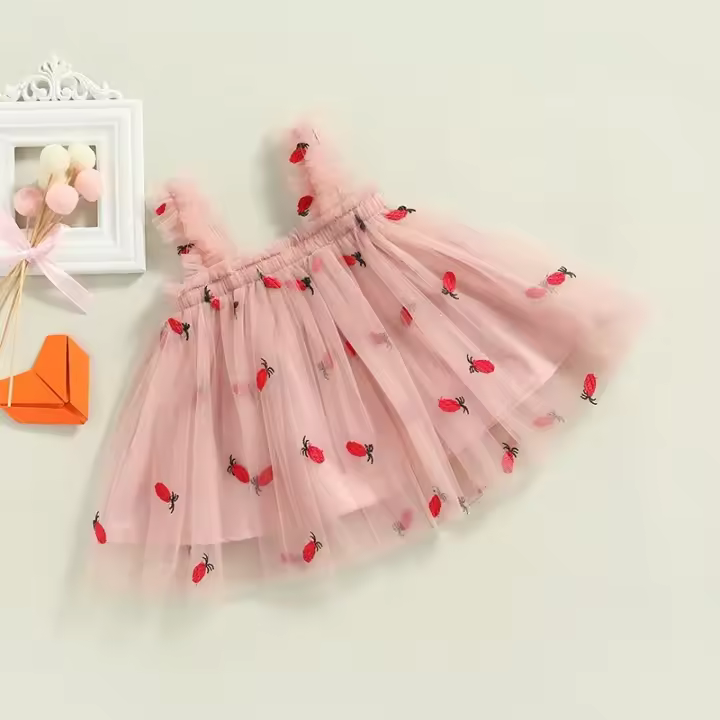 Vestido De Princesa Para Bebé Niña Verano 2024 Con Mariposa 3D Vestido De Cumpleaños De Tul Para Niñas Crianza Ropa Infantil 1-5Años - 1