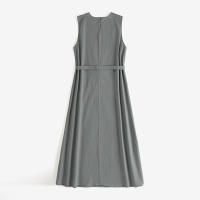 Vestido Largo De Verano Para Mujer Estilo Vintage De Algodón Y Lino Cuello Redondo Sin Mangas Cinturado Talla Grande Casual - details 22