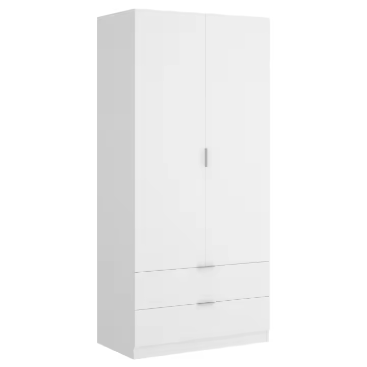 Armario 2 Puertas + 2 Cajones Essen Blanco - Ropero Espacioso 184x81x52 cm Armario para dormitorio - Fabricado en España - Melamina Alta calidad - Somnia Descanso - 1