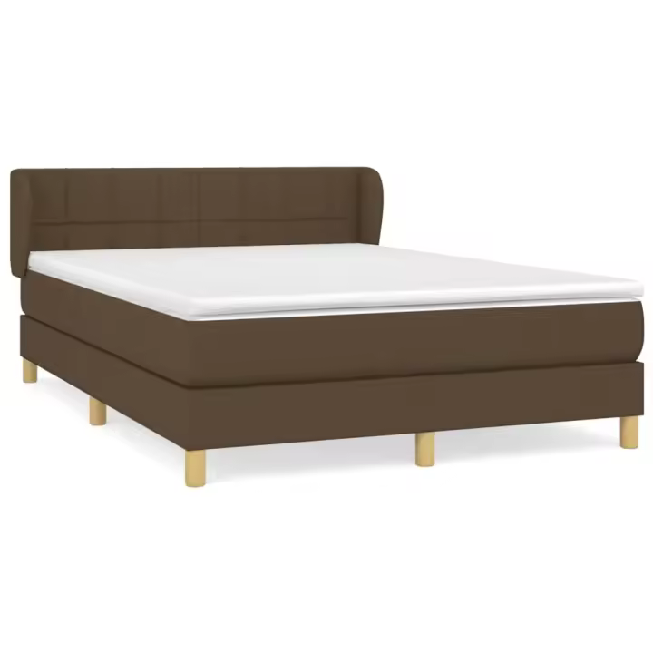 vidaXL Cama box spring con colchón tela marrón oscuro 140x200 cm - 1