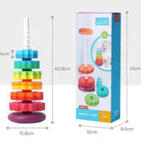 Torre De Colores Rainbow Rotada Con Música Juego De Pila De Anillos Montessori Para Educar a Niños Mayores De 3 Años - details 14