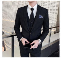 Traje De Boda Invernal Con Rayas Tres Piezas Vestido Y Pantalones Moda Negocios Atractivo Traje Casual Para Celebraciones - details 17