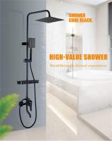 Cecodadi Columna Ducha con Grifo Negra Altura Regulable 90-124cm, Columna de Ducha con Alcachofa Cuadrado 26x19cm para Baño - details 0