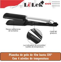 Plancha de pelo 45W con placas de turmalina, 4 niveles de temperatura de hasta 220°, cuidado iónico y anti-frizz, Oryx - details 2