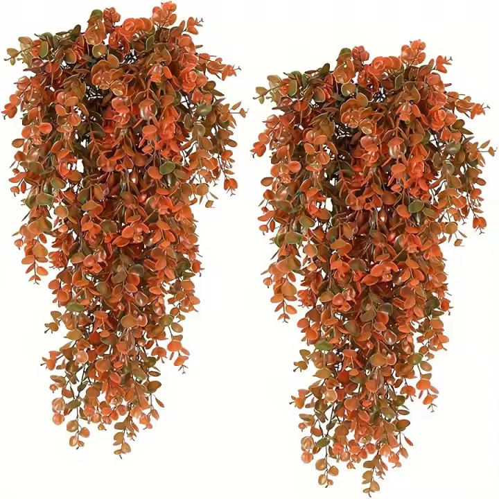 2Pcs Vinateras Artificiales De Otoño Hojas De Planta Falsas Decoración Para Halloween Plantas Florales Artificiales Colgantes - 1