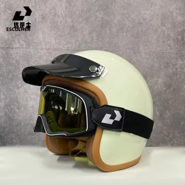Casco De Motocicleta Retro UCHOOSE De Cuero PU Para Bicicleta Estilo Chopper Clásico Y Vintage Abierta 3/4 Unisex - 1