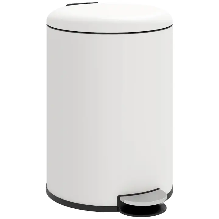 HOMCOM Cubo de Basura para Cocina 20L Papelera de Cocina con Pedal Tapa de Cierre Suave y Cubo Extraíble para Dormitorio Oficina Estudio Salón Crema - 1