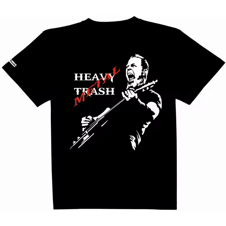 Camiseta Negra Manga Corta Banda Americana James Algodon Kirk Unisex Musica Hetfield Rock Hammett Heavy Metal - 1
