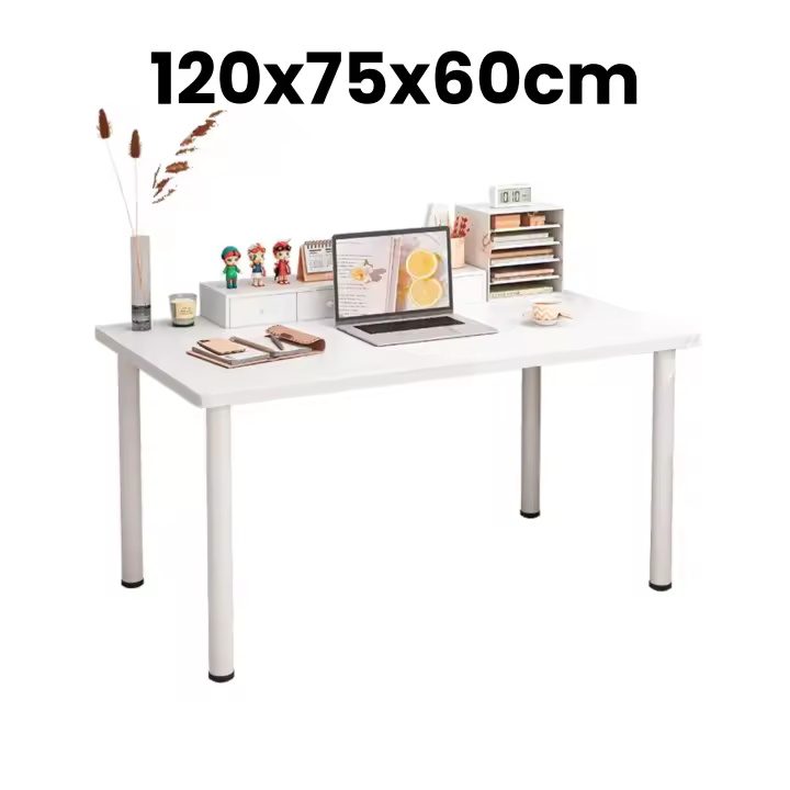 MAGIC SELECT Mesa Escritorio, Mesa de Estudio, Mesa de comedor, Mesa Gaming Rectangular, Escritorio de Madera y Acero Inoxidable para Dormitorio, Oficina, Comedor, Salon. - 1