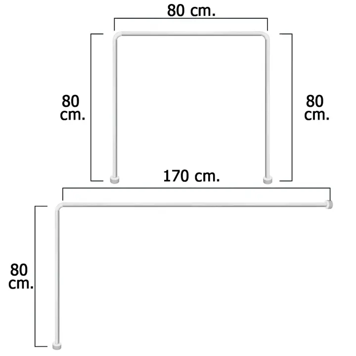 Maurer Barra para Cortina de Ducha Universal Aluminio Blanco 80x170 Cm - 1