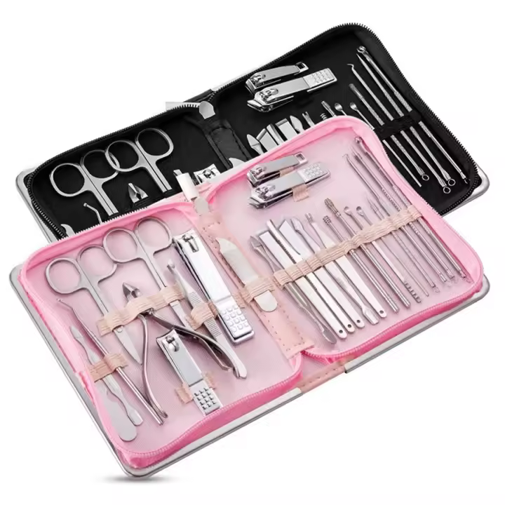 Juego De Tijeras Para Uñas Profesional Con Estuche Portátil Para Viaje Incluye Tijeras De Cutícula Y Herramientas De Manicura Y Pedicura - 1