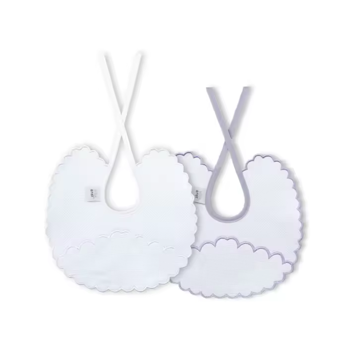 BAVETE (PACK 2 UNIDADES) 100% ALGODÃO- CINZA & BRANCO - 1