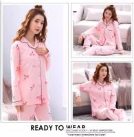Conjunto De Pijamas Para Mujer De Cuatro Estaciones Con Cuello En V Y Pantalones Largos Estampado a Cuadros Y Rayas 2 Piezas Ropa De Dormir Casual - details 4