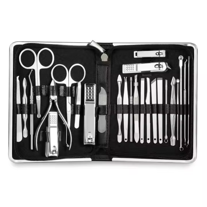 Kit De Manicura Y Pedicura En Acero Inoxidable Herramientas De Cuidado De Uñas Y Pies Incluye Tijeras De Cutícula Y Afeitadora De Pies Vchose - 1