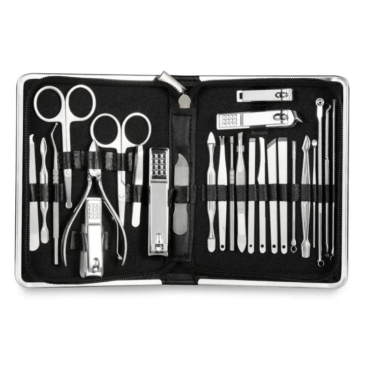 Kit De Manicura Y Pedicura En Acero Inoxidable Herramientas De Cuidado De Uñas Y Pies Incluye Tijeras De Cutícula Y Afeitadora De Pies Vchose - 1