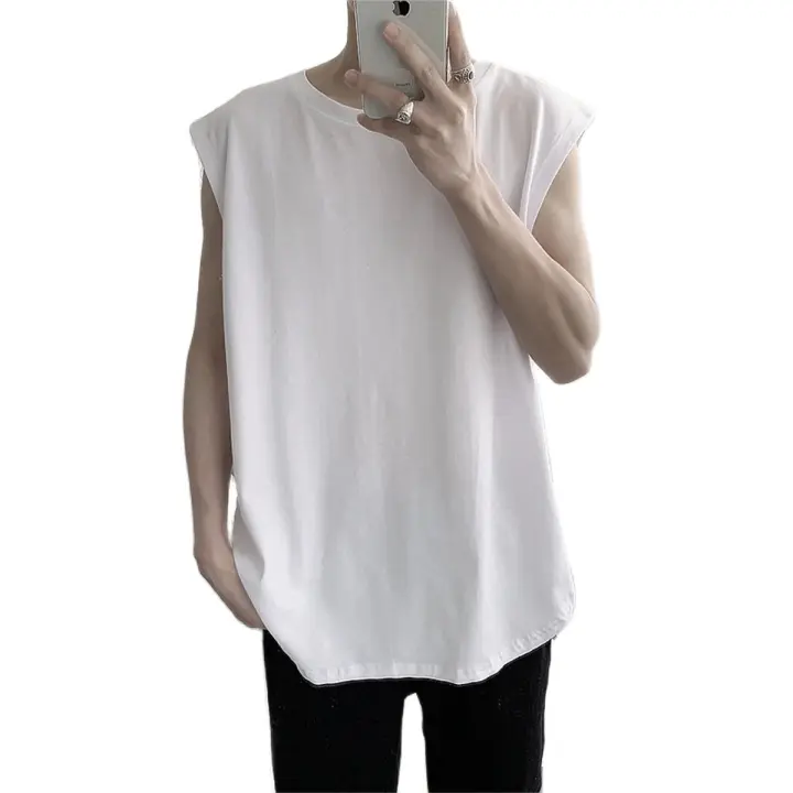 Camiseta De Hombre Sin Mangas De Color Sólido Casual Con Cuello Redondo Absorbente De Sudor Para Deporte En Verano - 1