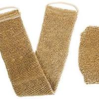 Frotador de espalda de cáñamo exfoliante Natural, Cuchillo Corporal para baño y Ducha with Mango, duradero, lavable a Máquina, Knob free - details 0