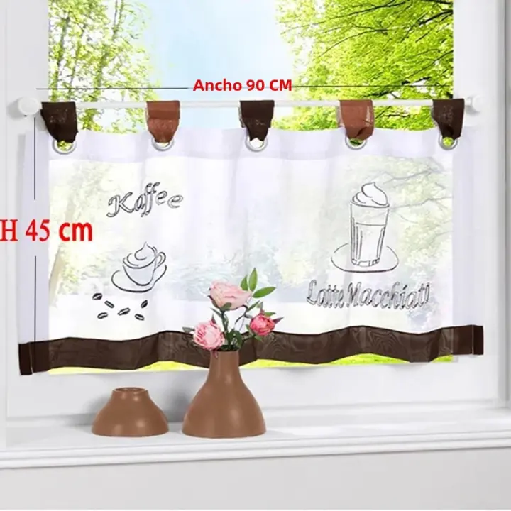 Cortina Valance Transparente 45x90CM Para Ventana Pequeña Cocina Cortina De Café Cortina Antipolvo Decorativa Para Hogar - 1