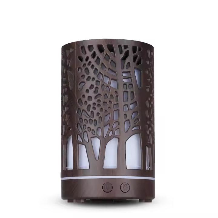 Humidificador de aromaterapia con aroma a madera hueca, estilo retro, con linterna, 180 ml, con aceites esenciales - 1