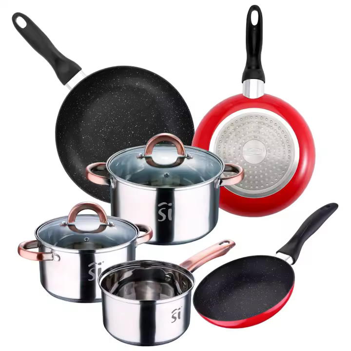Set de 3 Sartenes San Ignacio con Revestimiento de Mármol y Mango Negro - 1