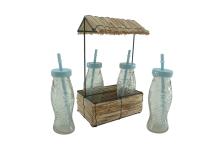 Set de Bandeja Cuadrada + 4 Vasos | Base Metálica Estilo Cabaña - details 0