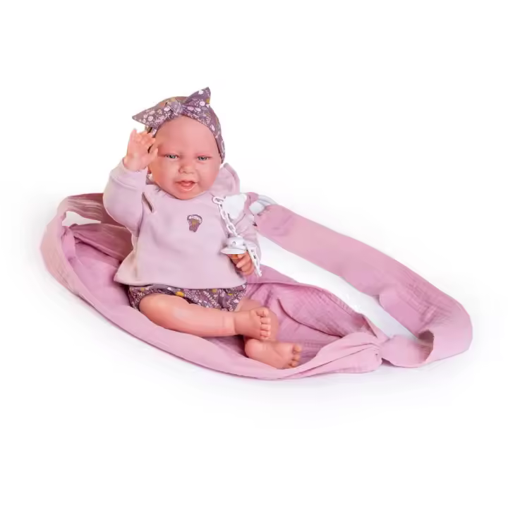 Muñeca Recién Nacida Carla Con Fular Portabebé 42 cm de Antonio Juan 33352 - 1