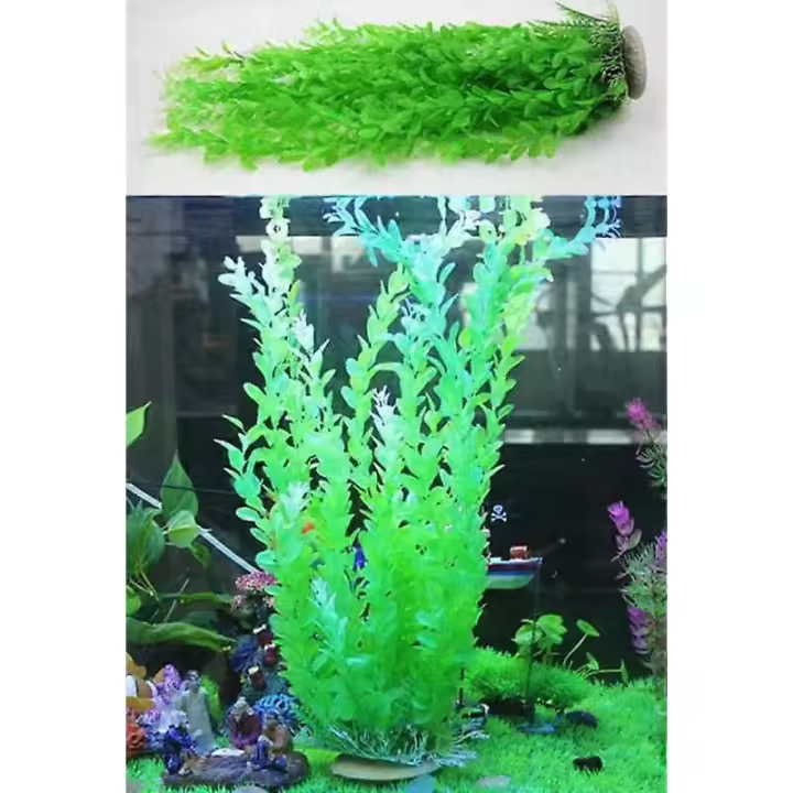 Plantas Artificiales para Acuario, Plantas Grandes de plástico para Acuario, decoraciones para peceras, paquete de 2 plantas de plástico de 20 pulgadas de Alta compatibles - 1