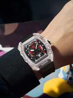 Reloj De Cuarzo Para Hombre Con Caja Transparente Correa De Silicona Manos Luminosas Calendaría Estilo Deportivo Relajado - details 4