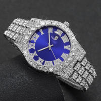 Reloj De Hombre Hip Hop 2PCS/set Moda Diamante En Acero Inoxidable Cuarzo Regalo Para Novio Display Numeral Romano - details 3