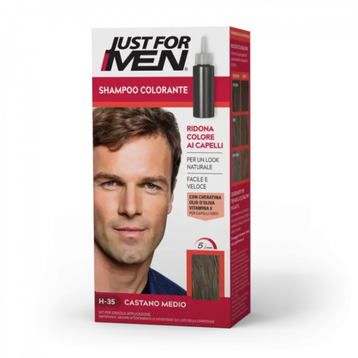 Just For Men Gel Hair Dye H35 Medium Brown Shampoo Colorante para Cabello 38,5 Ml - 1