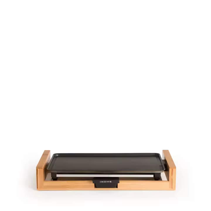 CREATE - Plancha de asar eléctrica 1800W - Plancha y grill - Hasta 230º- STONE FLAT BAMBOO - 1