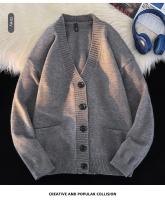 Nueva Cardigan Coreana De Otoño Invierno Para Hombre Estilo Casual Versátil Suéter V-Neck Confeccionado En Poliéster Transpirable Y Cómodo - details 16