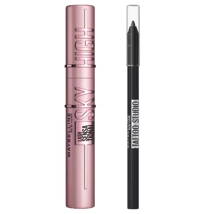 Maybelline New York | Pack rutina de ojos con la máscara de pestañas Lash Sensational Sky High en Tono Black y el lápiz de ojos Tattoo Liner en Tono Deep Onyx Black - 1