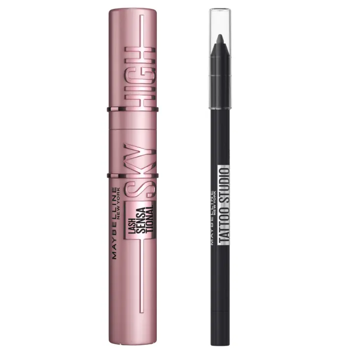 Maybelline New York | Pack rutina de ojos con la máscara de pestañas Lash Sensational Sky High en Tono Black y el lápiz de ojos Tattoo Liner en Tono Deep Onyx Black - 1