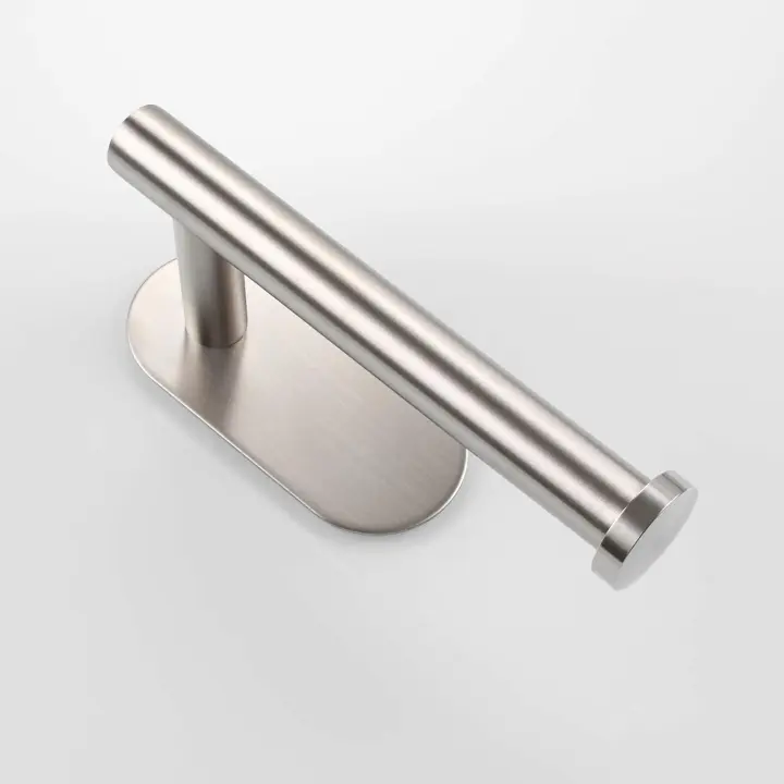 Portarrollos de papel higiénico autoadhesivo, de acero inoxidable SUS304 de primera calidad, resistente al óxido, sin perforaciones, para baño, cocina, lavabo (1 paquete, níquel cepillado) - 1