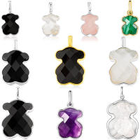 Colgante de oso de piedra preciosa natural de plata esterlina S925, accesorio de collar de bricolaje de lujo que combina con todo - details 0